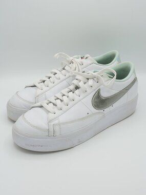 Nike Blazer Low Platform "White Mint Foam" Metallic Women's Size 12 DQ7654-100
